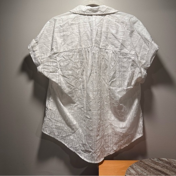 Pilcro Anthropologie White The Cami Surf Blouse Woven 100%Cotton Sheer Large - Picture 9 of 17